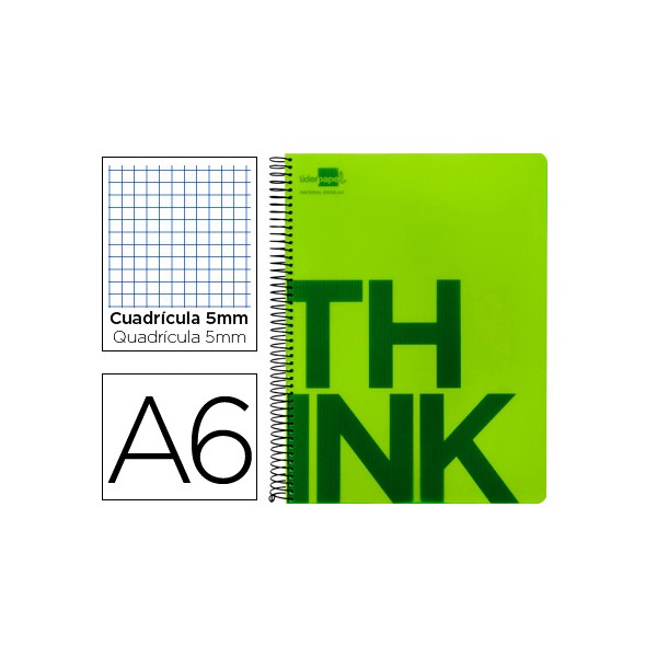 Cuaderno espiral liderpapel a6 micro think tapa plastico 140h 80 gr cuadro 5mm 4 bandas verde. Cuaderno espiral liderpapel a6 micro think tapa plastico 140h 80 gr cuadro 5mm 4 bandas verde.