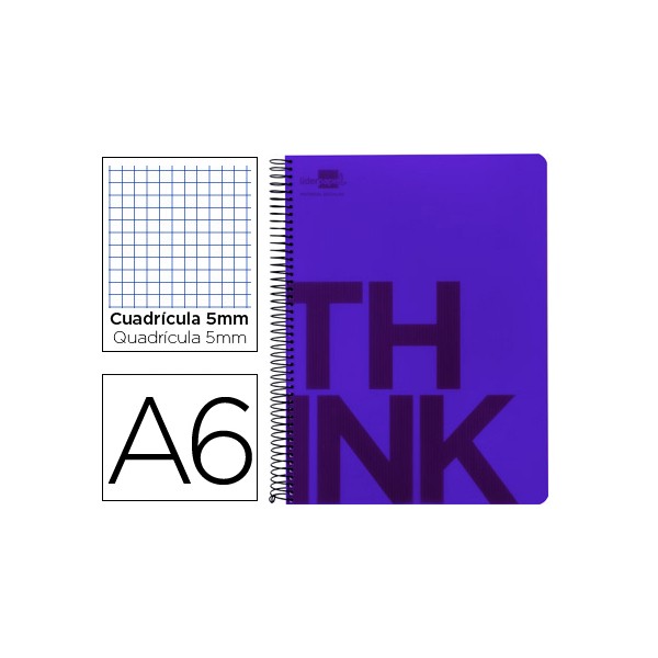 Cuaderno espiral liderpapel a6 micro think tapa plastico 140h 80 gr cuadro 5mm 4 bandas violeta. Cuaderno espiral liderpapel a6 micro think tapa plastico 140h 80 gr cuadro 5mm 4 bandas violeta.