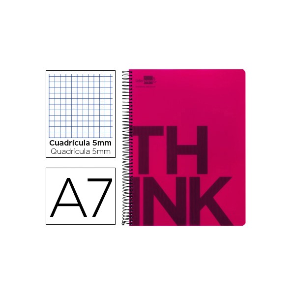 Cuaderno espiral liderpapel a7 micro think tapa plastico 100h 70g cuadro 5mm 4 bandas rosa. Cuaderno espiral liderpapel a7 micro think tapa plastico 100h 70g cuadro 5mm 4 bandas rosa.