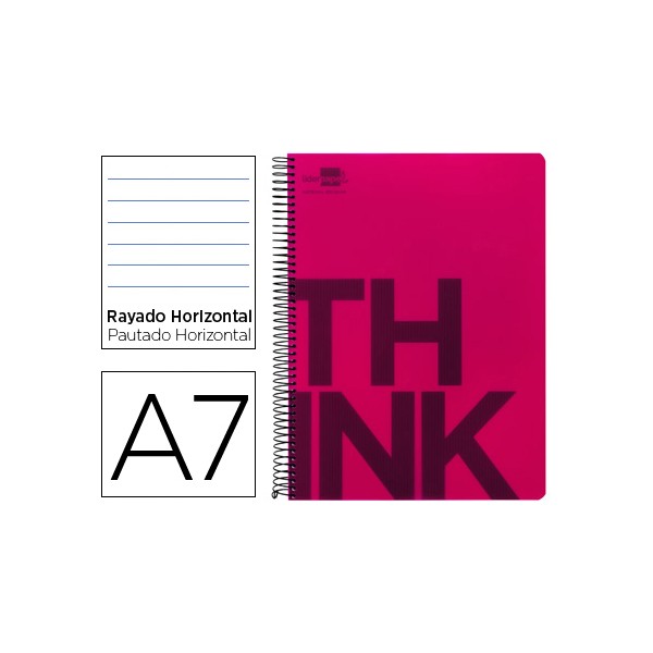 Cuaderno espiral liderpapel a7 micro think tapa plastico 100h 70g horizontal 4 bandas rojo. Cuaderno espiral liderpapel a7 micro think tapa plastico 100h 70g horizontal 4 bandas rojo.