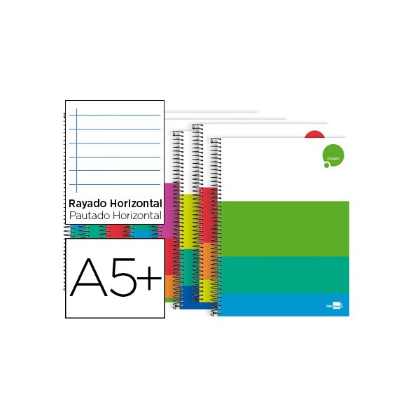 Cuaderno espiral liderpapel cuarto dream tapa dura 80h 80 gr horizontal con margen colores surtidos. Cuaderno espiral liderpapel cuarto dream tapa dura 80h 80 gr horizontal con margen colores surtidos.