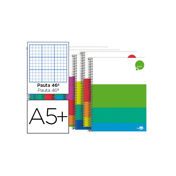 Cuaderno espiral liderpapel cuarto dream tapa dura 80h 80 gr rayado nº 46 colores surtidos. Cuaderno espiral liderpapel cuarto dream tapa dura 80h 80 gr rayado nº 46 colores surtidos.