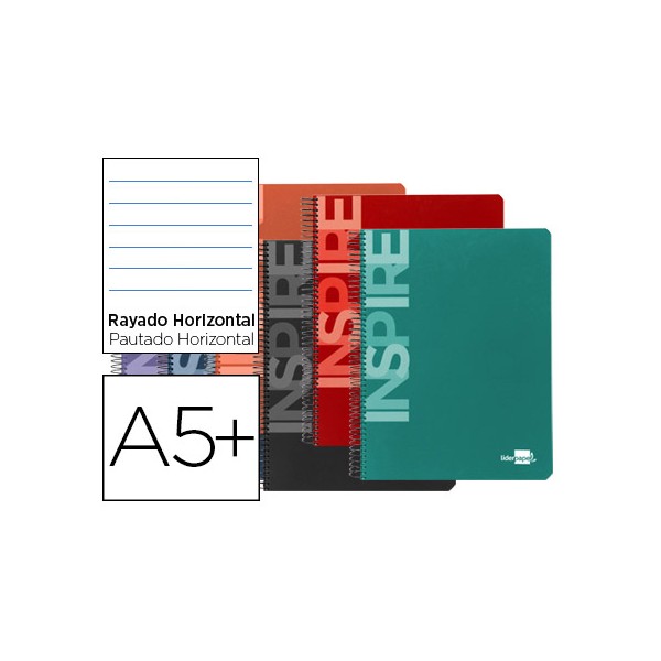 Cuaderno espiral liderpapel cuarto inspire tapa dura 80h 60 gr horizontal conmargen colores surtidos. Cuaderno espiral liderpapel cuarto inspire tapa dura 80h 60 gr horizontal conmargen colores surtidos.