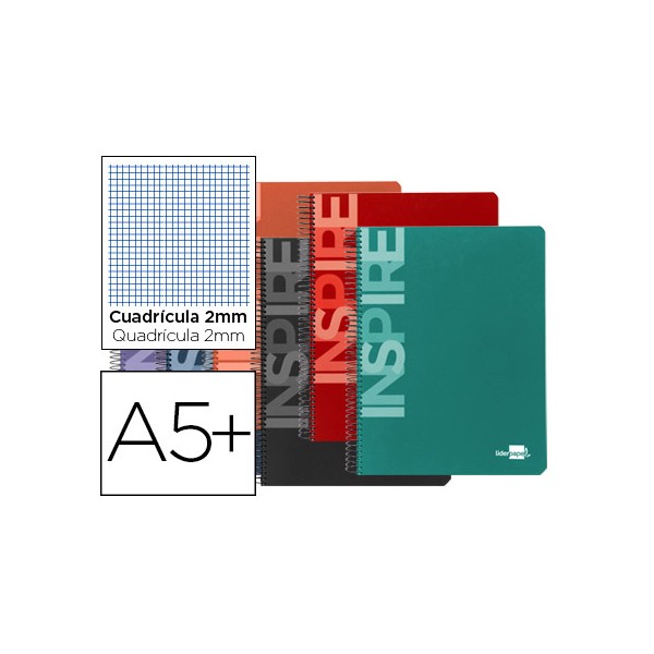 Cuaderno espiral liderpapel cuarto inspire tapa dura 80h 60 gr milimetrado 2mm con margen colores surtidos. Cuaderno espiral liderpapel cuarto inspire tapa dura 80h 60 gr milimetrado 2mm con margen colores surtidos.