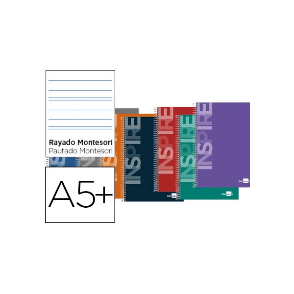 Cuaderno espiral liderpapel cuarto inspire tapa dura 80h 660 gr rayado montessori 3,5 mmcon margen colores surtidos. Cuaderno espiral liderpapel cuarto inspire tapa dura 80h 660 gr rayado montessori 3,5 mmcon margen colores surtidos.
