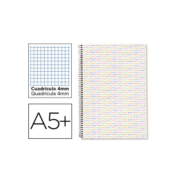 Cuaderno espiral liderpapel cuarto multilider tapa forrada 80h 80 gr cuadro 4mm con margen blanco. Cuaderno espiral liderpapel cuarto multilider tapa forrada 80h 80 gr cuadro 4mm con margen blanco.