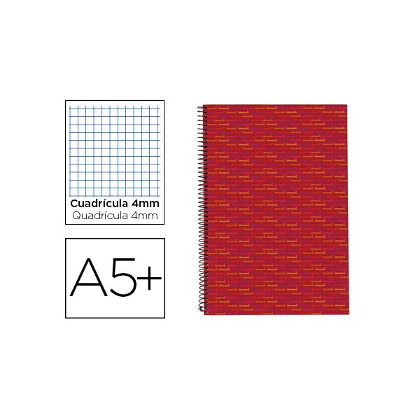 Cuaderno espiral liderpapel cuarto multilider tapa forrada 80h 80 gr cuadro 4mm con margen rojo. Cuaderno espiral liderpapel cuarto multilider tapa forrada 80h 80 gr cuadro 4mm con margen rojo.