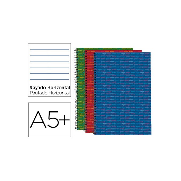 Cuaderno espiral liderpapel cuarto multilider tapa forrada 80h 80 gr horizontal con margen colores surtidos. Cuaderno espiral liderpapel cuarto multilider tapa forrada 80h 80 gr horizontal con margen colores surtidos.