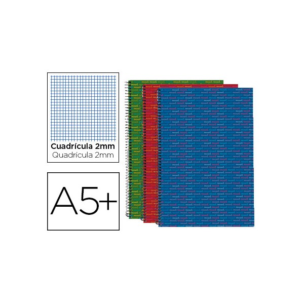 Cuaderno espiral liderpapel cuarto multilider tapa forrada 80h 80 gr milimetrado 2mm con margen colores surtidos. Cuaderno espiral liderpapel cuarto multilider tapa forrada 80h 80 gr milimetrado 2mm con margen colores surtidos.
