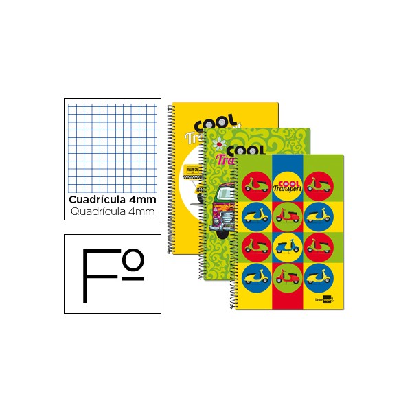 Cuaderno espiral liderpapel folio 80h cuadro 4mm tapa blanda 60 gr fantasia cool transports. Cuaderno espiral liderpapel folio 80h cuadro 4mm tapa blanda 60 gr fantasia cool transports.