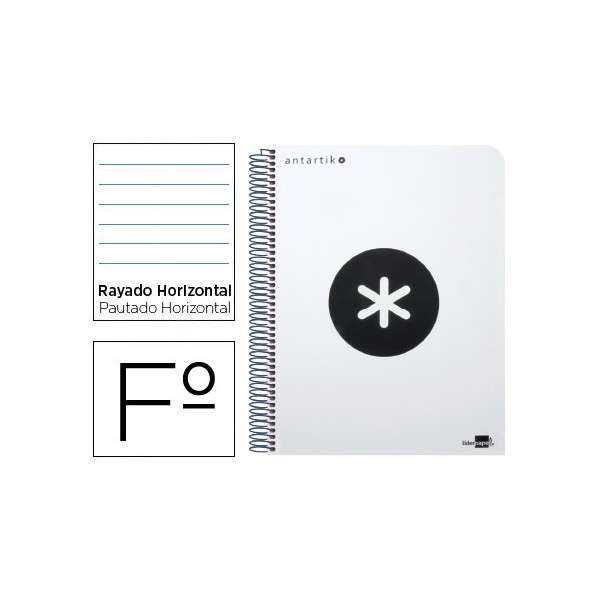 Cuaderno espiral liderpapel folio antartik tapa dura 80h 100 gr horizontal con margencolor blanco. Cuaderno espiral liderpapel folio antartik tapa dura 80h 100 gr horizontal con margencolor blanco.