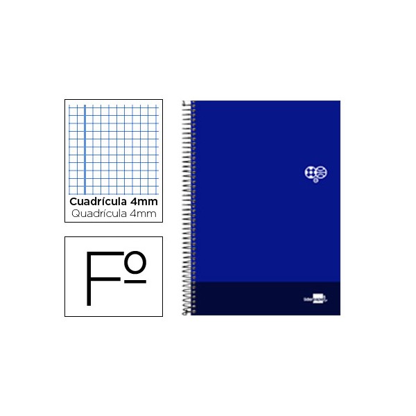 Cuaderno espiral liderpapel folio discover tapa blanda 80h 80 gr cuadro 4mm con margen color azul marino. Cuaderno espiral liderpapel folio discover tapa blanda 80h 80 gr cuadro 4mm con margen color azul marino.