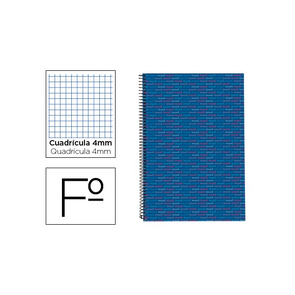 Cuaderno espiral liderpapel folio multilider tapa forrada 80h 80 gr cuadro 4mm con margen azul. Cuaderno espiral liderpapel folio multilider tapa forrada 80h 80 gr cuadro 4mm con margen azul.