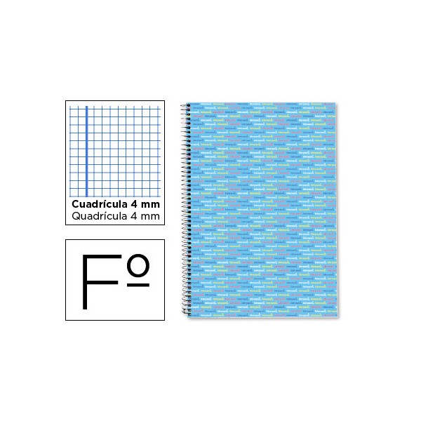 Cuaderno espiral liderpapel folio multilider tapa forrada 80h 80 gr cuadro 4mm con margen celeste. Cuaderno espiral liderpapel folio multilider tapa forrada 80h 80 gr cuadro 4mm con margen celeste.