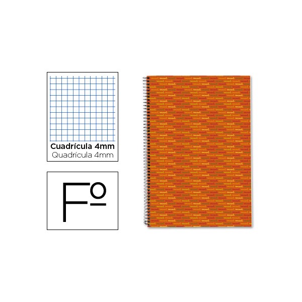 Cuaderno espiral liderpapel folio multilider tapa forrada 80h 80 gr cuadro 4mm con margen naranja. Cuaderno espiral liderpapel folio multilider tapa forrada 80h 80 gr cuadro 4mm con margen naranja.