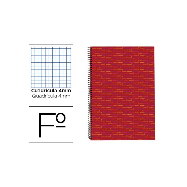 Cuaderno espiral liderpapel folio multilider tapa forrada 80h 80 gr cuadro 4mm con margen rojo. Cuaderno espiral liderpapel folio multilider tapa forrada 80h 80 gr cuadro 4mm con margen rojo.