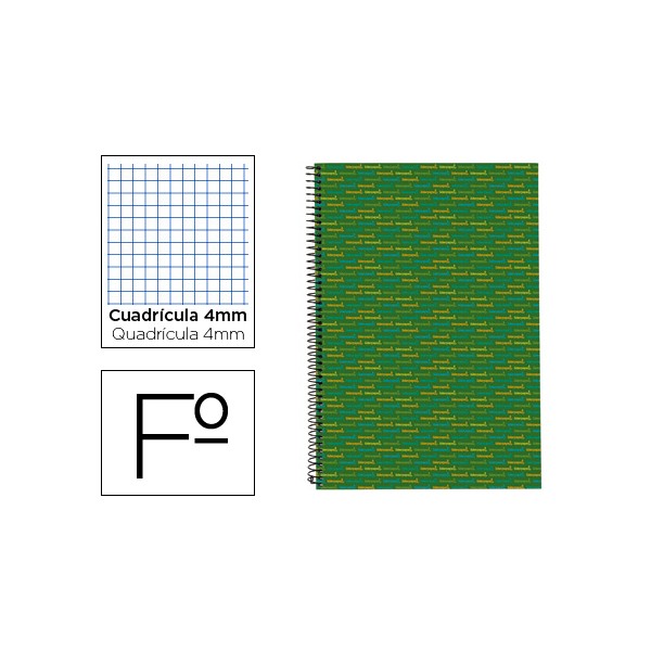 Cuaderno espiral liderpapel folio multilider tapa forrada 80h 80 gr cuadro 4mm con margen verde. Cuaderno espiral liderpapel folio multilider tapa forrada 80h 80 gr cuadro 4mm con margen verde.