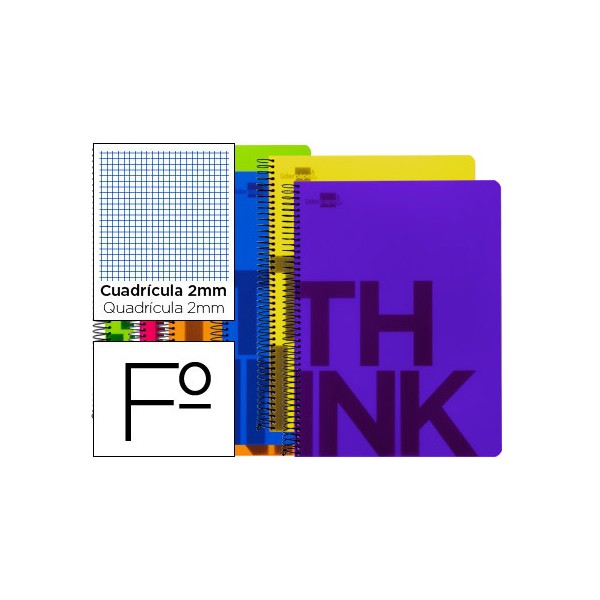 Cuaderno espiral liderpapel folio think tapa plastico 80h 80 gr milimetrado 6colores surtidos. Cuaderno espiral liderpapel folio think tapa plastico 80h 80 gr milimetrado 6colores surtidos.