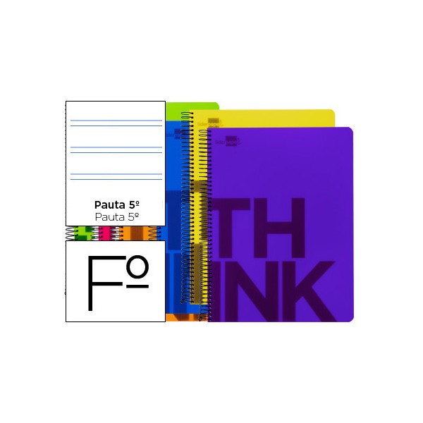 Cuaderno espiral liderpapel folio think tapa plastico 80h 80 gr pauta estrecha 2,5mm con margen 6 colores surtidos. Cuaderno espiral liderpapel folio think tapa plastico 80h 80 gr pauta estrecha 2,5mm con margen 6 colores surtidos.