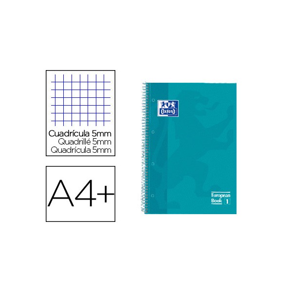 Cuaderno espiral oxford ebook 1 tapa extradura din a4+ 80 h cuadricula 5 mm aqua intenso touch. Cuaderno espiral oxford ebook 1 tapa extradura din a4+ 80 h cuadricula 5 mm aqua intenso touch.