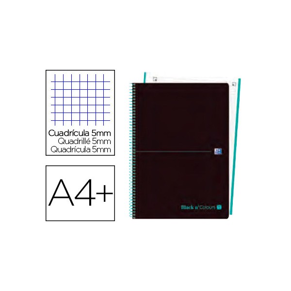 Cuaderno espiral oxford ebook 1 tapa plastico din a4+ 80 h cuadricula 5 mm black'n colors ice mint. Cuaderno espiral oxford ebook 1 tapa plastico din a4+ 80 h cuadricula 5 mm black'n colors ice mint.