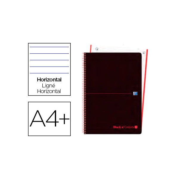 Cuaderno espiral oxford ebook 1 tapa plastico din a4+ 80 h horizontal black'n colors rojo. Cuaderno espiral oxford ebook 1 tapa plastico din a4+ 80 h horizontal black'n colors rojo.