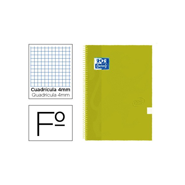 Cuaderno espiral oxford tapa extradura folio 80 h cuadricula 4 mm lima touch. Cuaderno espiral oxford tapa extradura folio 80 h cuadricula 4 mm lima touch.