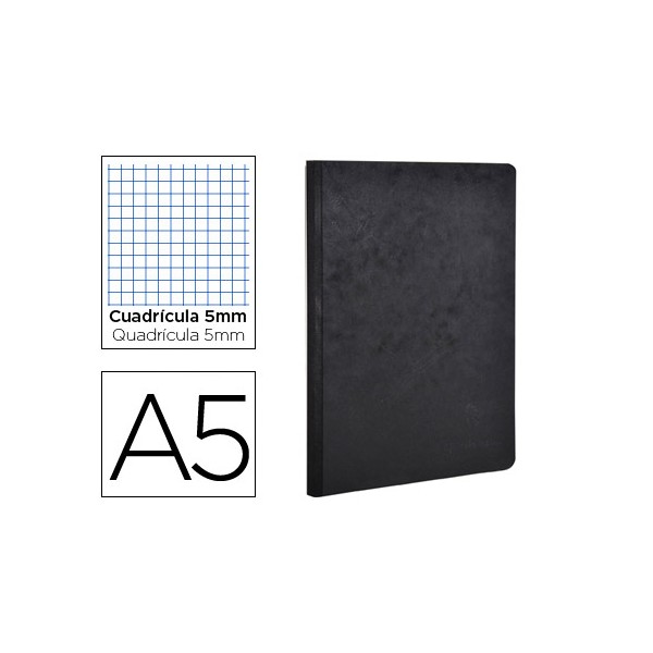 Libreta age-bag tapa cartulina lomo cosido cuadro 5 mm 96 hojas color negro 148x210 mm. Libreta age-bag tapa cartulina lomo cosido cuadro 5 mm 96 hojas color negro 148x210 mm.