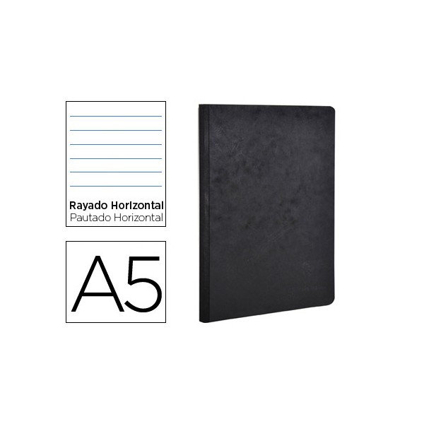 Libreta age-bag tapa cartulina lomo cosido rayado horizontal 96 hojas color negro 148x210 mm. Libreta age-bag tapa cartulina lomo cosido rayado horizontal 96 hojas color negro 148x210 mm.
