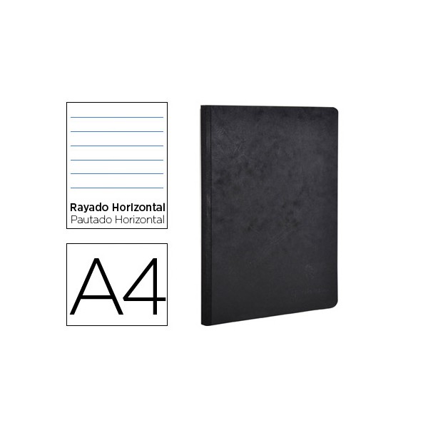 Libreta age-bag tapa cartulina lomo cosido rayado horizontal 96 hojas color negro 210x297 mm. Libreta age-bag tapa cartulina lomo cosido rayado horizontal 96 hojas color negro 210x297 mm.