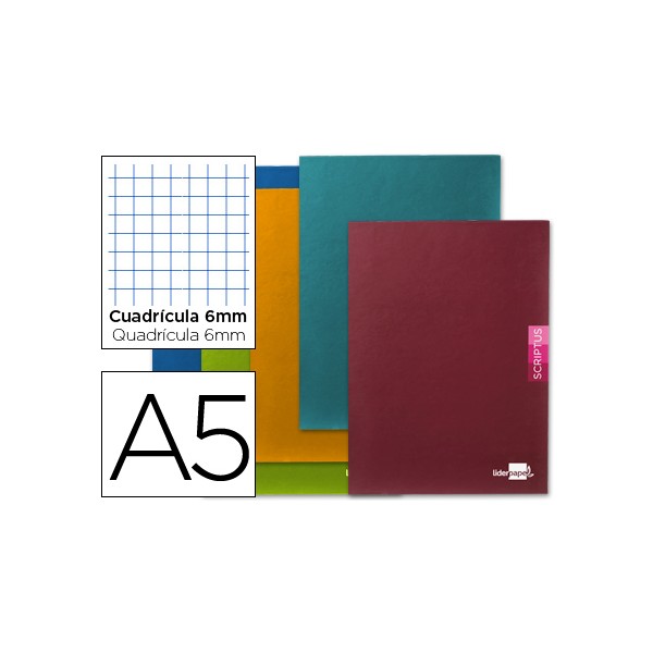 Libreta escolar liderpapel scriptus 48h din a5 cuadro 6 mm papel 90 gr sin margen. Libreta escolar liderpapel scriptus 48h din a5 cuadro 6 mm papel 90 gr sin margen.