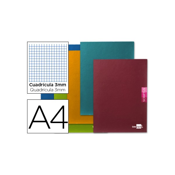Libreta liderpapel scriptus a4 48 hojas 90g/m2 cuadro 3mm con margen. Libreta liderpapel scriptus a4 48 hojas 90g/m2 cuadro 3mm con margen.