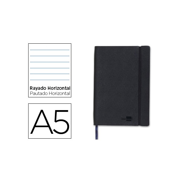 Libreta liderpapel simil piel a5 120 hojas 70g/m2 horizontal sin margen negro. Libreta liderpapel simil piel a5 120 hojas 70g/m2 horizontal sin margen negro.