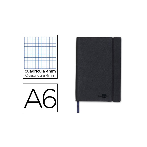 Libreta liderpapel simil piel a6 120 hojas 70g/m2 cuadro 4mm sin margen negro. Libreta liderpapel simil piel a6 120 hojas 70g/m2 cuadro 4mm sin margen negro.
