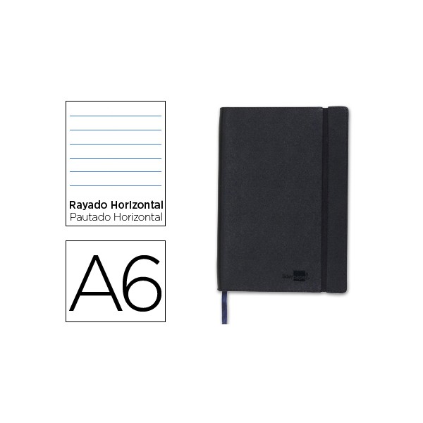 Libreta liderpapel simil piel a6 120 hojas 70g/m2 horizontal sin margen negro. Libreta liderpapel simil piel a6 120 hojas 70g/m2 horizontal sin margen negro.