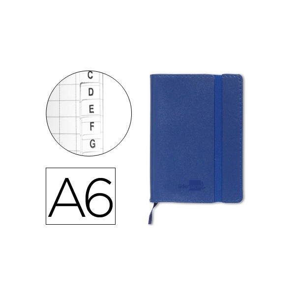 Libreta liderpapel simil piel a6 120 hojas 70g/m2 indice azul. Libreta liderpapel simil piel a6 120 hojas 70g/m2 indice azul.