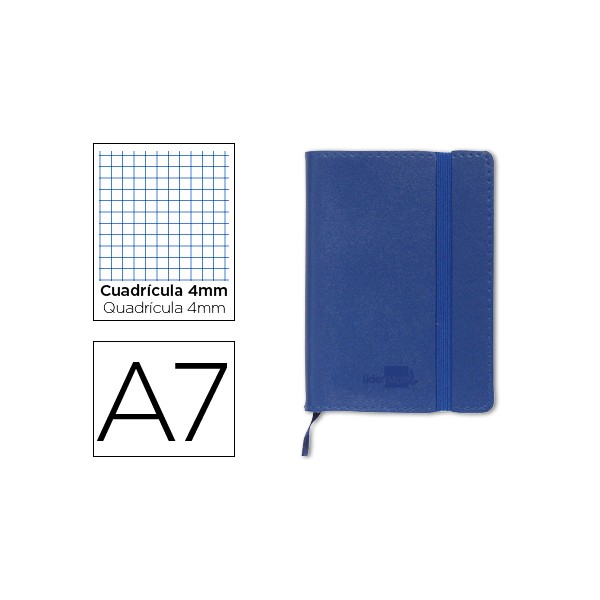Libreta liderpapel simil piel a7 120 hojas 70g/m2 cuadro 4mm sin margen azul. Libreta liderpapel simil piel a7 120 hojas 70g/m2 cuadro 4mm sin margen azul.
