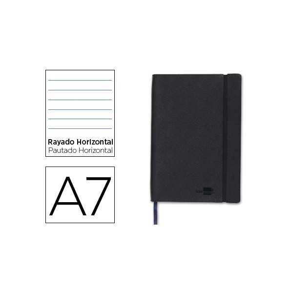 Libreta liderpapel simil piel a7 120 hojas 70g/m2 horizontal sin margen negro. Libreta liderpapel simil piel a7 120 hojas 70g/m2 horizontal sin margen negro.