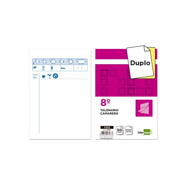 Talonario liderpapel camarero 8º original y copia t252 zig zag. Talonario liderpapel camarero 8º original y copia t252 zig zag.