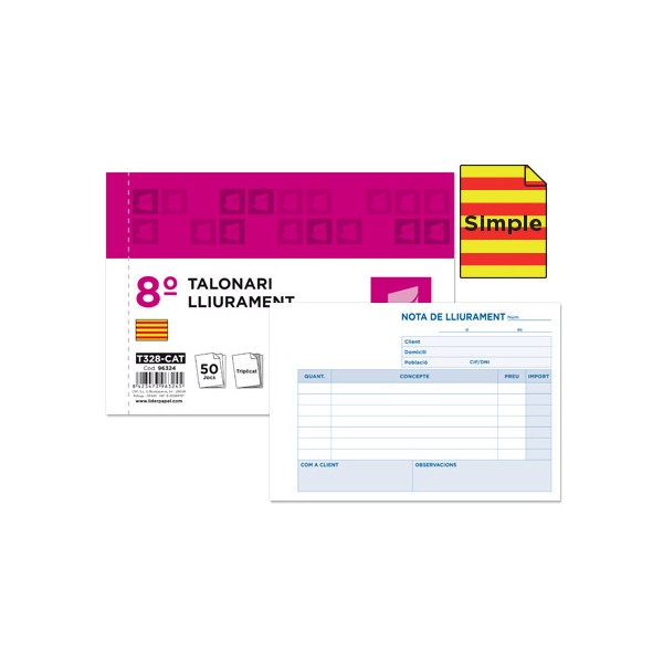 Talonario liderpapel entregas 8º original t128 texto en catalan. Talonario liderpapel entregas 8º original t128 texto en catalan.