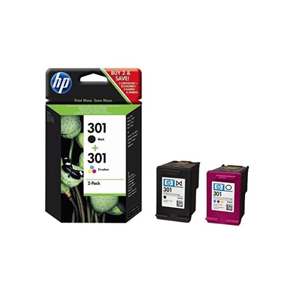 HP 301 NOIR + 301 TRICOLORE PACK ENCRE ORIGINAL HP 301 NOIR + 301 TRICOLORE PACK ENCRE ORIGINAL