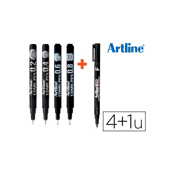 Rotulador artline comic pen calibrado micrometrico negro bolsa de 3 uds 0,2 0,4 0,8 + permanente 853. Rotulador artline comic pen calibrado micrometrico negro bolsa de 3 uds 0,2 0,4 0,8 + permanente 853.