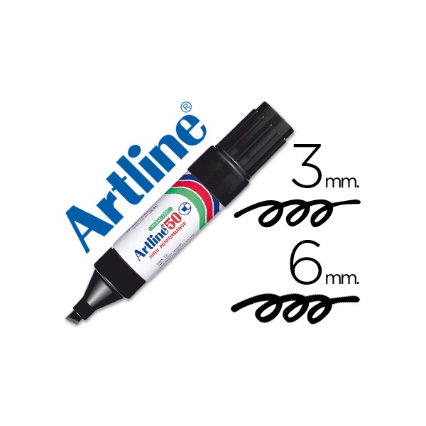 Rotulador artline marcador permanente ek-50 negro -punta biselada 6 mm -papel metal y cristal. Rotulador artline marcador permanente ek-50 negro -punta biselada 6 mm -papel metal y cristal.