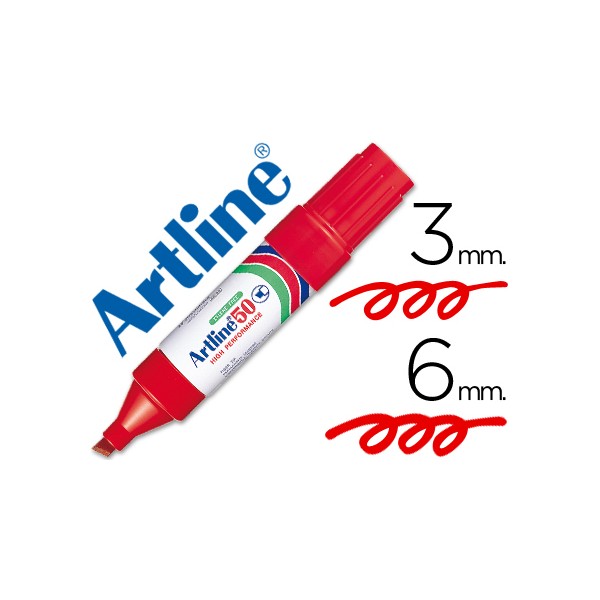 Rotulador artline marcador permanente ek-50 rojo -punta biselada 6 mm -papel metal y cristal. Rotulador artline marcador permanente ek-50 rojo -punta biselada 6 mm -papel metal y cristal.