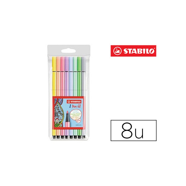 Rotulador stabilo acuarelable pen 68 estuche de 8 colores surtidos pastel. Rotulador stabilo acuarelable pen 68 estuche de 8 colores surtidos pastel.
