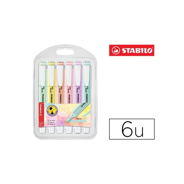 Rotulador stabilo fluorescente swing cool color pastel bolsa de 6 unidades colores surtidos. Rotulador stabilo fluorescente swing cool color pastel bolsa de 6 unidades colores surtidos.