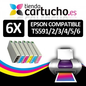 PACK 12 (ELIJA COLORES) CARTUCHOS COMPATIBLES EPSON T5591/2/3/4/5/6 PERTENENCIENTE A LA REFERENCIA Encre Epson T5591/2/3/4/5/6