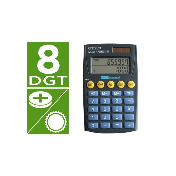 Calculadora citizen bolsillo de-200 euro 8 digitos doble pantalla negra en blister. Calculadora citizen bolsillo de-200 euro 8 digitos doble pantalla negra en blister.
