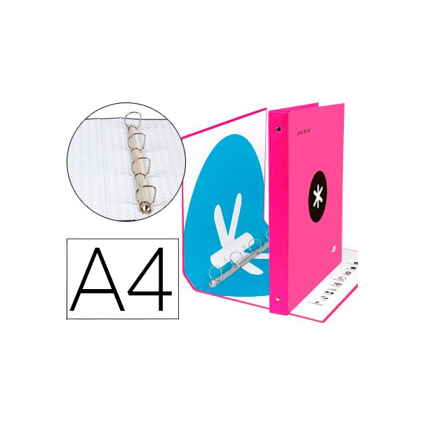 Carpeta 4 anillas 40 mm mixtas liderpapel antartik a4 forrada color rosa. Carpeta 4 anillas 40 mm mixtas liderpapel antartik a4 forrada color rosa.