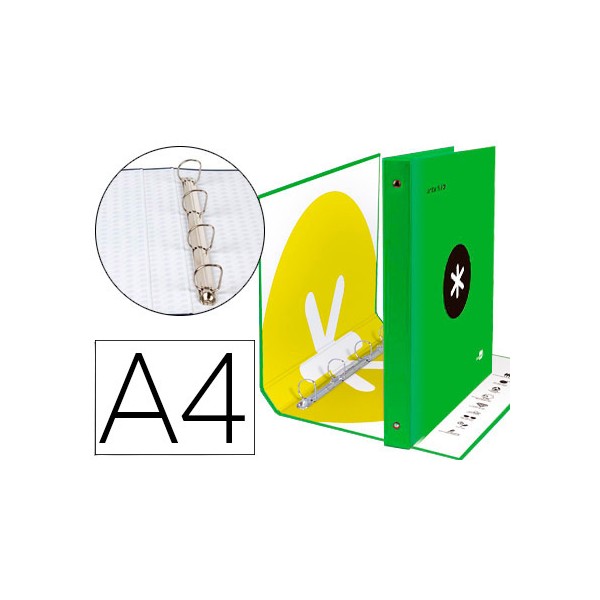 Carpeta 4 anillas 40 mm mixtas liderpapel antartik a4 forrada color verde. Carpeta 4 anillas 40 mm mixtas liderpapel antartik a4 forrada color verde.